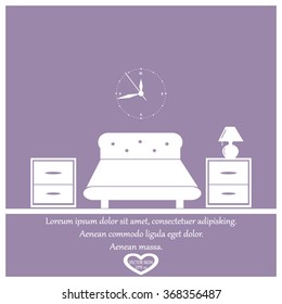 Bedroom interior with furniture. Vector bedroom