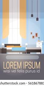 Bedroom Interior Home Modern Apartment Design Flat Vector Illustration