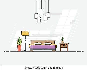 Bedroom interior indoor layout with modern design