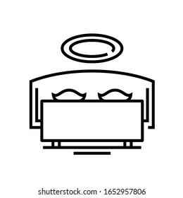 Bedroom interior line icon, concept sign, outline vector illustration, linear symbol.