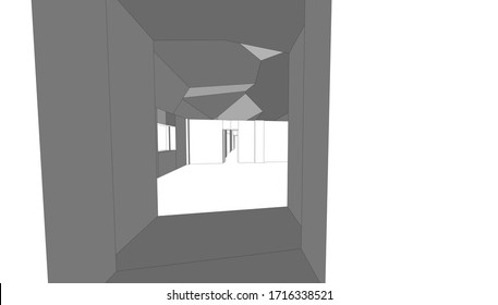 
bedroom interior in perspective 3d rendering, architectural form