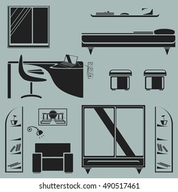 Bedroom Interior Template. Mono Style