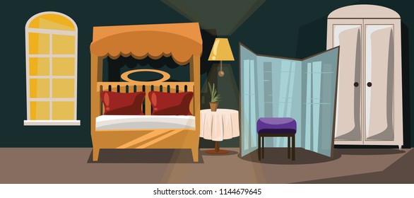 bedroom interior vector illustration 