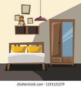 bedroom interior vector illustration 