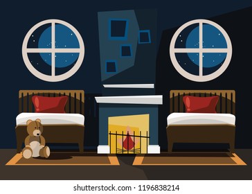 bedroom interior vector illustration 