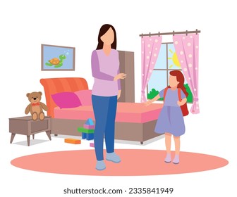 bedroom and kids vector illustration