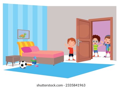 bedroom and kids vector illustration
