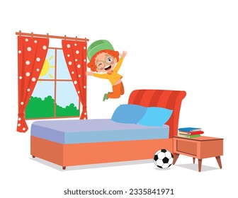 bedroom and kids vector illustration