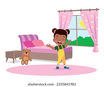 bedroom and kids vector illustration