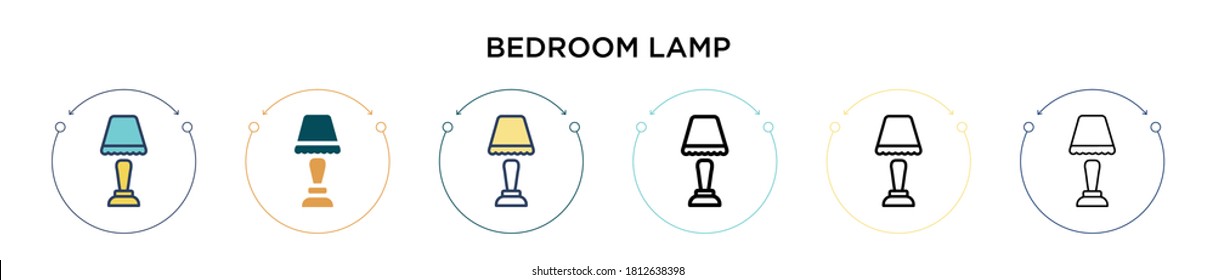 Bedroom lamp icon in filled, thin line, outline and stroke style. Vector illustration of two colored and black bedroom lamp vector icons designs can be used for mobile, ui, web