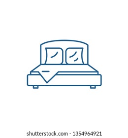 Bedroom line icon concept. Bedroom flat  vector symbol, sign, outline illustration.