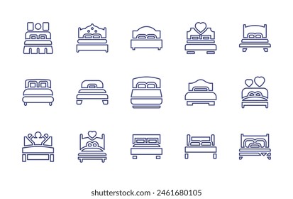 Bedroom line icon set. Editable stroke. Vector illustration. Containing bed, double bed, wake up.