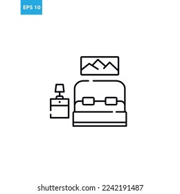 Bedroom line icon Vector illustration