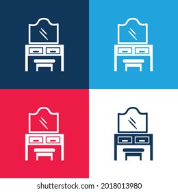 Bedroom Mirror On Drawers With A Seat blue and red four color minimal icon set