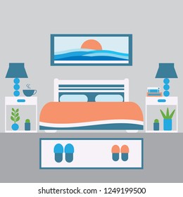 Bedroom modern interior vector illustration