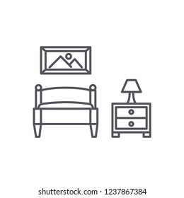 Bedroom Modern Simple Outline Vector Icon