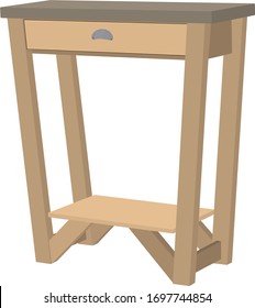 The Bedroom Night Table. The Bedroom Bedside Night Stand Vector Illustration. The Bedroom Furniture Vector Drawing Isolated On White Background
