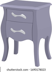 The Bedroom Night Table Isolated On White Background. The Bedside Night Stand Vector Illustration. Bedroom Furniture