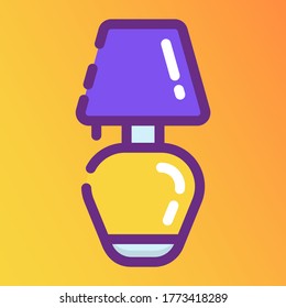 Bedroom night table lamp, flat line icon of bedside lamp 