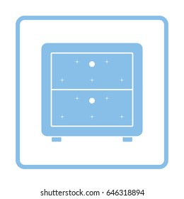 Bedroom nightstand icon. Blue frame design. Vector illustration.
