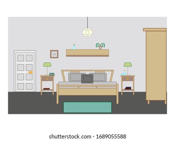 bedroom on grey background