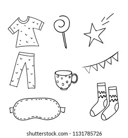 Bedroom and pajama party vector illustration