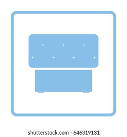 Bedroom pouf icon. Blue frame design. Vector illustration.