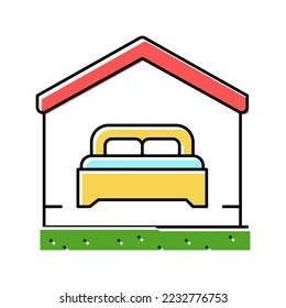 vectores de icono de color de la propiedad de la habitación. seña de la casa de la propiedad del dormitorio. ilustración de símbolo aislado