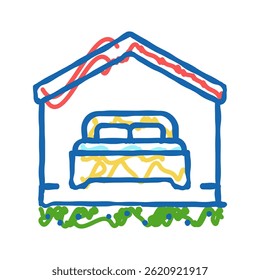 quarto propriedade casa doodle ícone esboço vetor. quarto propriedade propriedade casa sinal. símbolo isolado ilustração