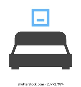 Bedroom, room, bed icon vector image. Can also be used for real estate, property, land and buildings. Suitable for mobile apps, web apps and print media.