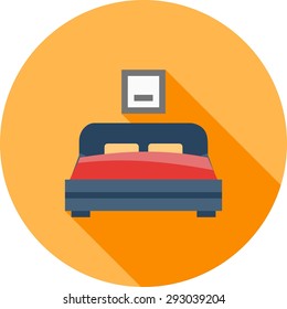 Bedroom, room, bed icon vector image. Can also be used for real estate, property, land and buildings. Suitable for mobile apps, web apps and print media.