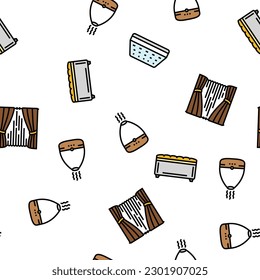 bedroom room interior bed vector seamless pattern thin line illustration