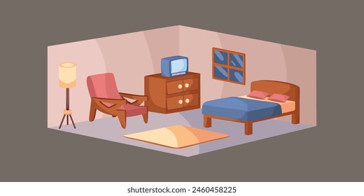 Schlafzimmer Innendesign Einfache Perspektive 3D