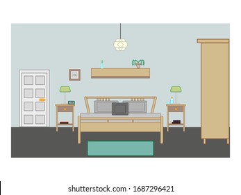 bedroom room on white background