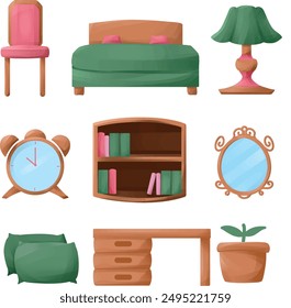 bedroom set furniture assets illustration