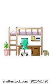 Bedroom set vector illustration hand drawing 