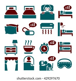 bedroom, sleep, sleeping icon set