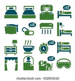 bedroom, sleep, sleeping icon set