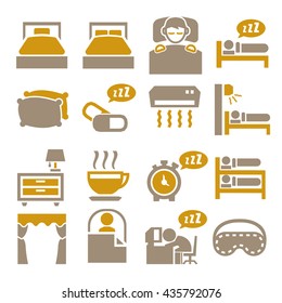 bedroom, sleep, sleeping icon set