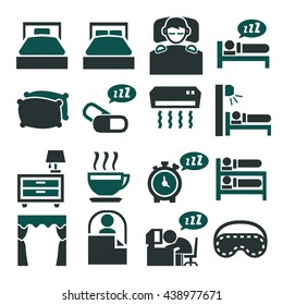 bedroom, sleep, sleeping icon set