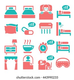 bedroom, sleep, sleeping icon set