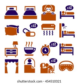 bedroom, sleep, sleeping icon set