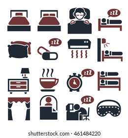 bedroom, sleep, sleeping icon set