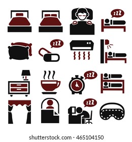 bedroom, sleep, sleeping icon set