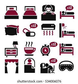 bedroom, sleep, sleeping icon set