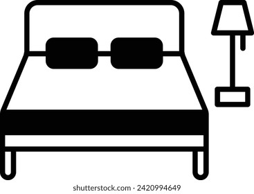 bedroom solid glyph vector illustration