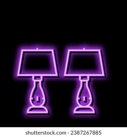 bedroom table lamp neon light sign vector. bedroom table lamp sign. isolated symbol illustration