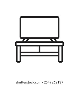 Ilustración vectorial de iconos de contorno de TV de dormitorio
