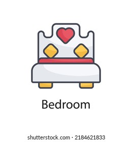 Vector de dormitorio Icono de contorno relleno Icono de diseño en fondo blanco. Archivo EPS 10 