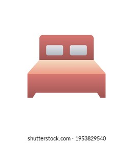 Icono de estilo de gradiente plano vectorial de dormitorio. Símbolo de hotel y servicios EPS 10